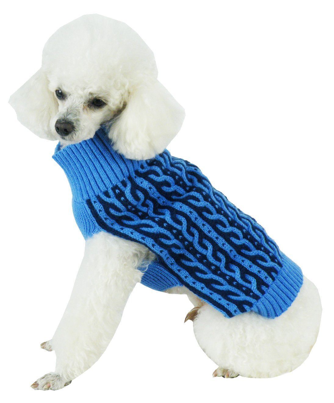 Pet Life ® 'Harmonious' Dual Color Weaved Heavy Cable Knitted Fashion Designer Dog Sweater - P's One-Stop Shop 