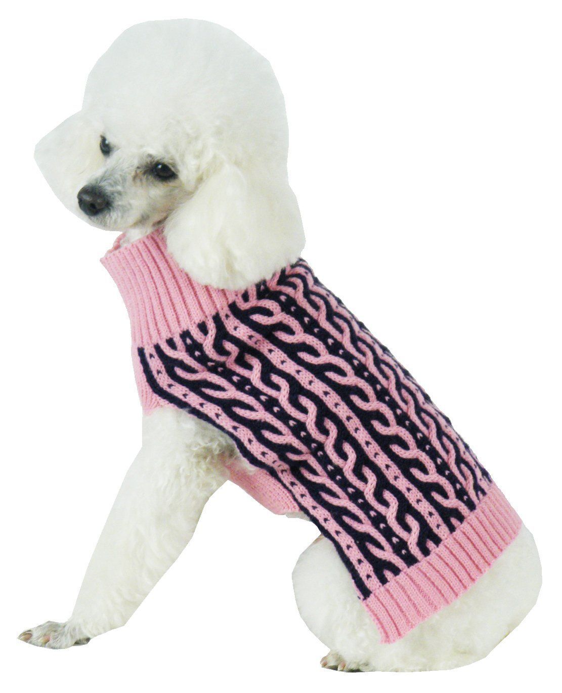 Pet Life ® 'Harmonious' Dual Color Weaved Heavy Cable Knitted Fashion Designer Dog Sweater - P's One-Stop Shop 