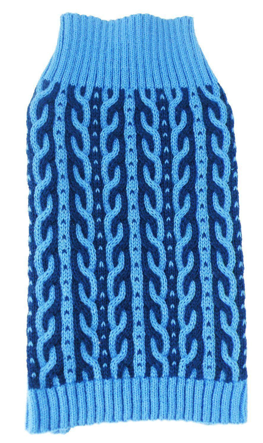 Pet Life ® 'Harmonious' Dual Color Weaved Heavy Cable Knitted Fashion Designer Dog Sweater - P's One-Stop Shop 