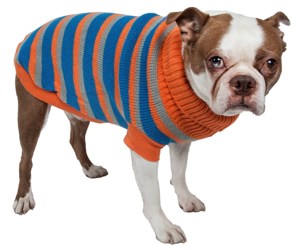 Pet Life ® Heavy Cable Knitted Striped Fashion Designer Polo Dog Sweater - P's One-Stop Shop 