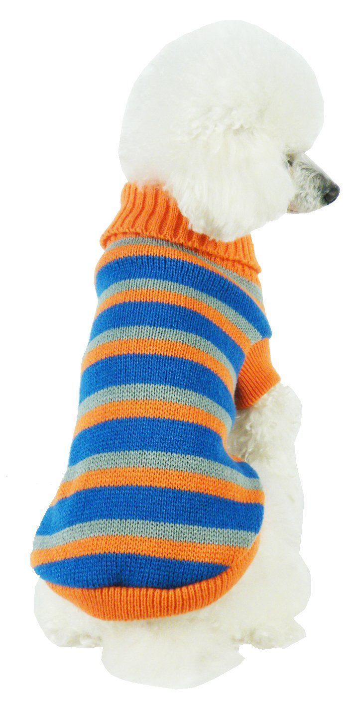Pet Life ® Heavy Cable Knitted Striped Fashion Designer Polo Dog Sweater - P's One-Stop Shop 