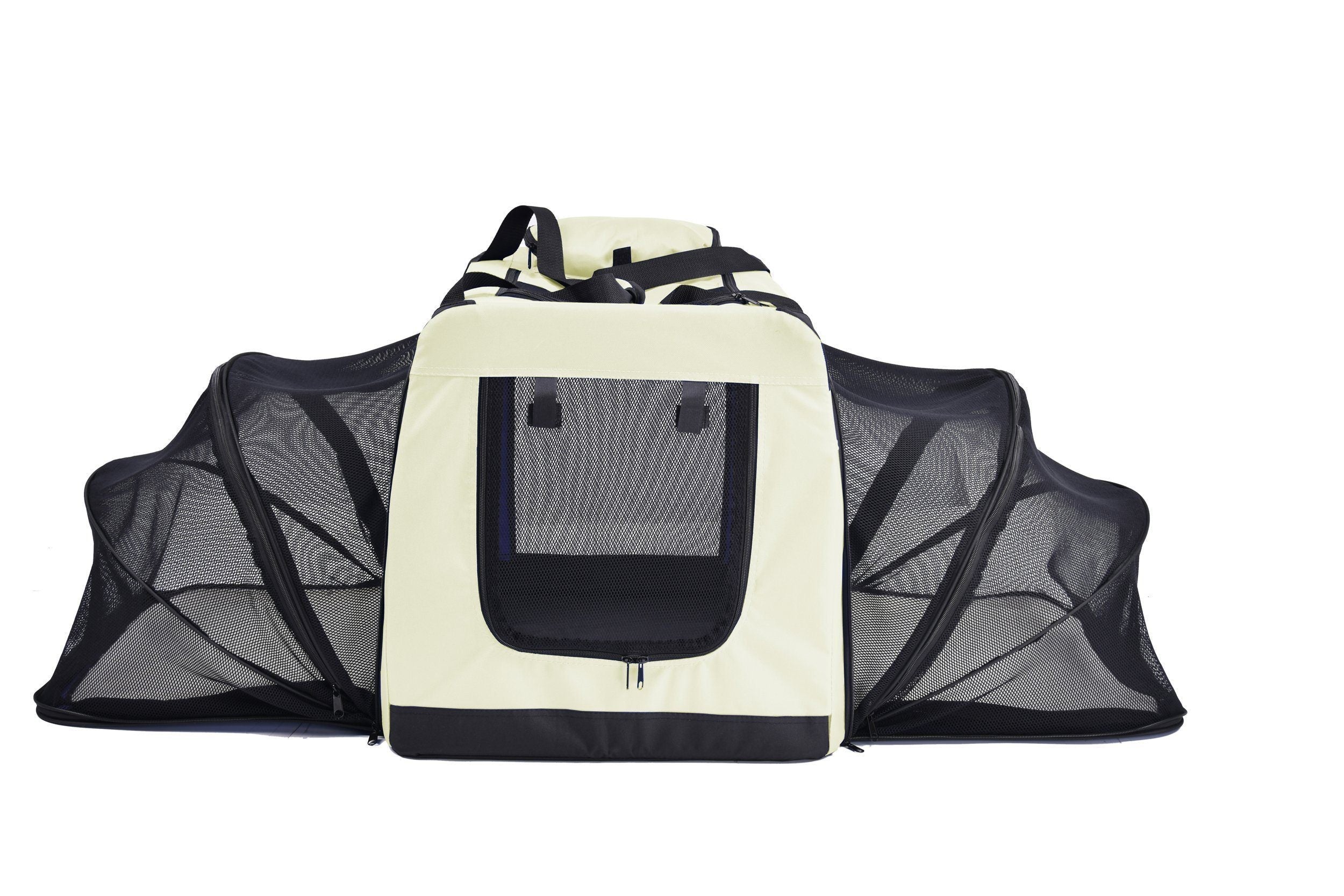 Pet Life ®  'Hounda Accordion' Metal Framed Soft-Folding Collapsible Dual-Sided Expandable Pet Dog Crate - P's One-Stop Shop 