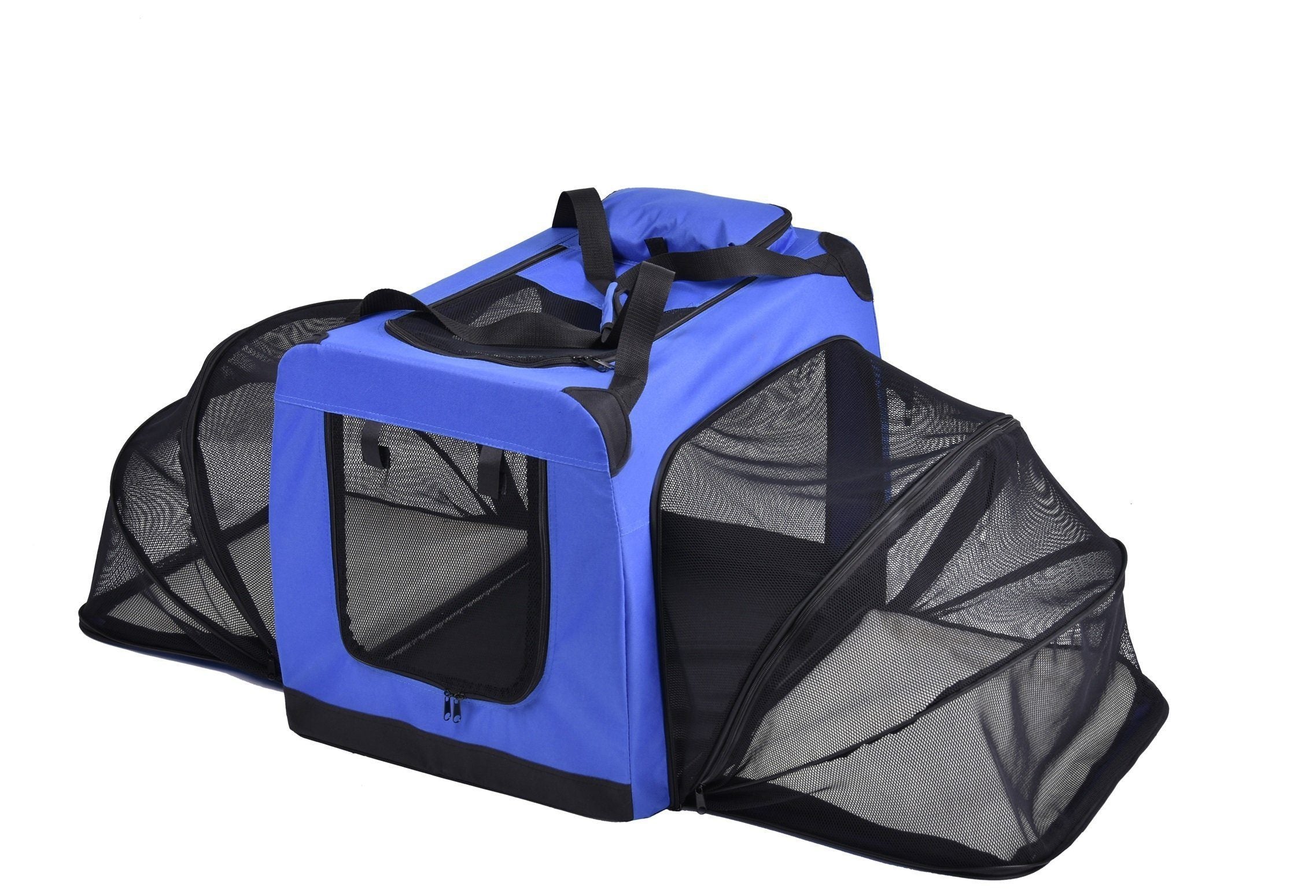 Pet Life ®  'Hounda Accordion' Metal Framed Soft-Folding Collapsible Dual-Sided Expandable Pet Dog Crate - P's One-Stop Shop 