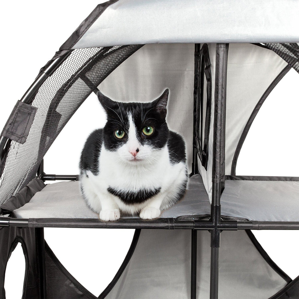 Pet Life ® 'Kitty-Play' Collapsible Travel Interactive Kitty Cat Tree Maze House Lounger Tunnel Lounge - P's One-Stop Shop 