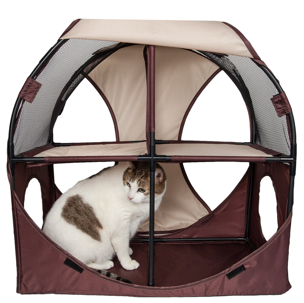 Pet Life ® 'Kitty-Play' Collapsible Travel Interactive Kitty Cat Tree Maze House Lounger Tunnel Lounge - P's One-Stop Shop 