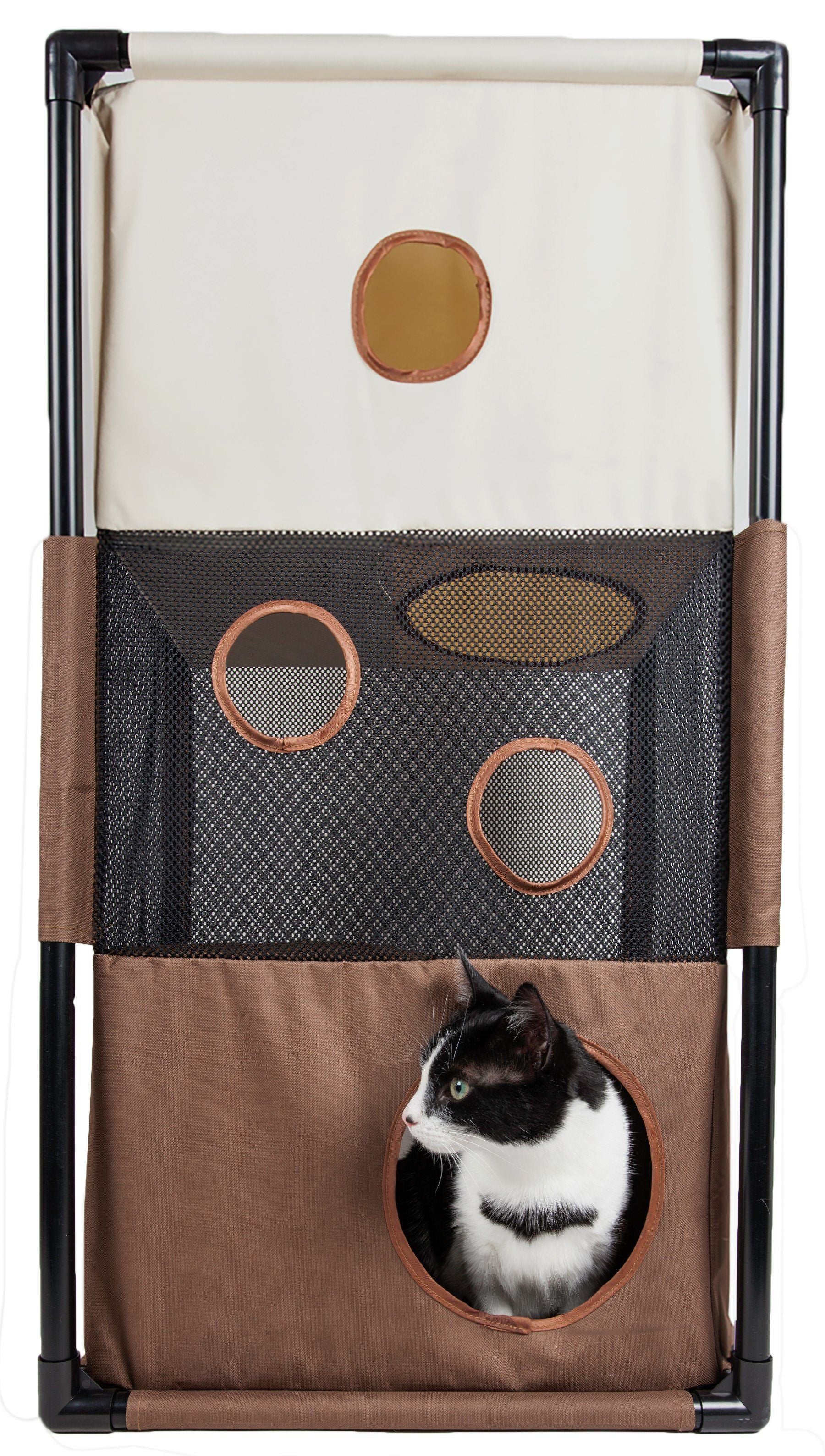 Pet Life ® 'Kitty-Square' Collapsible Travel Interactive Kitty Cat Tree Maze House Lounger Tunnel Lounge - P's One-Stop Shop 
