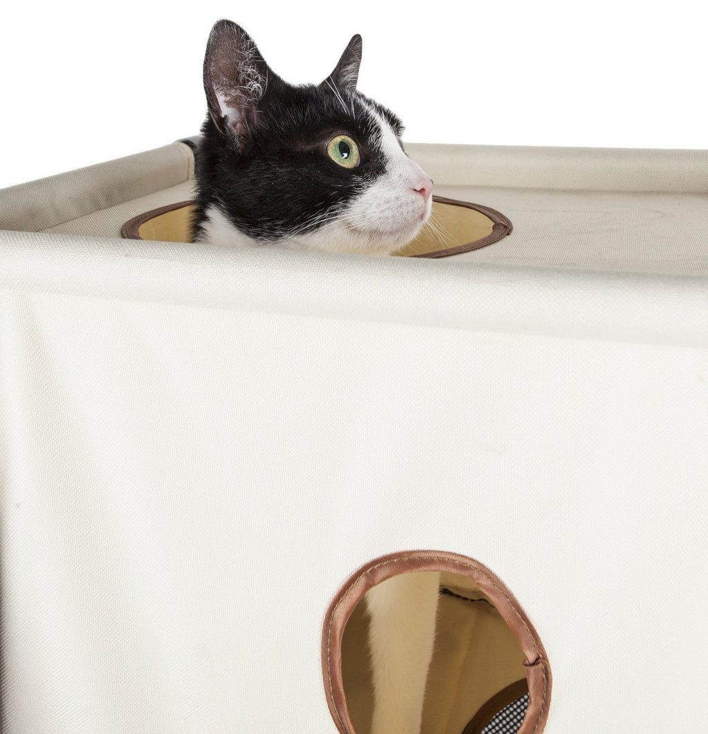Pet Life ® 'Kitty-Square' Collapsible Travel Interactive Kitty Cat Tree Maze House Lounger Tunnel Lounge - P's One-Stop Shop 