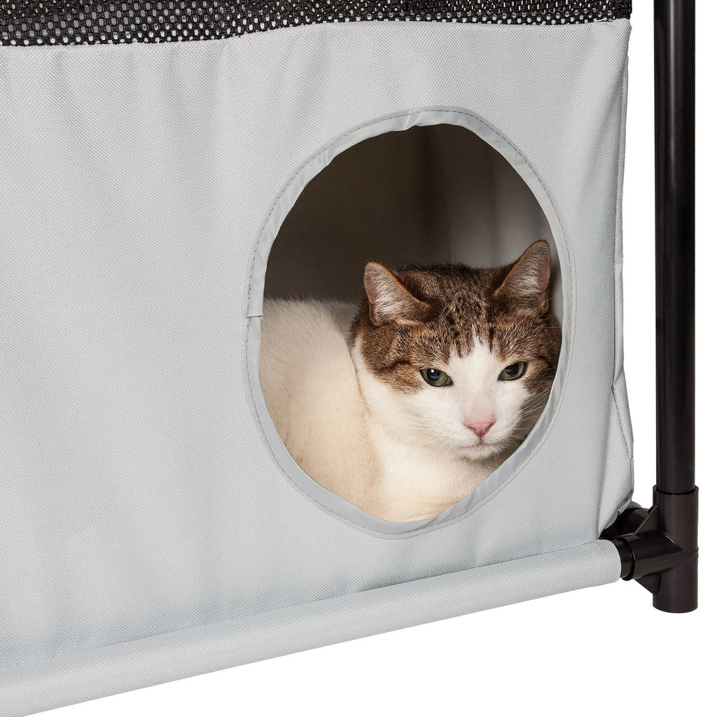 Pet Life ® 'Kitty-Square' Collapsible Travel Interactive Kitty Cat Tree Maze House Lounger Tunnel Lounge - P's One-Stop Shop 