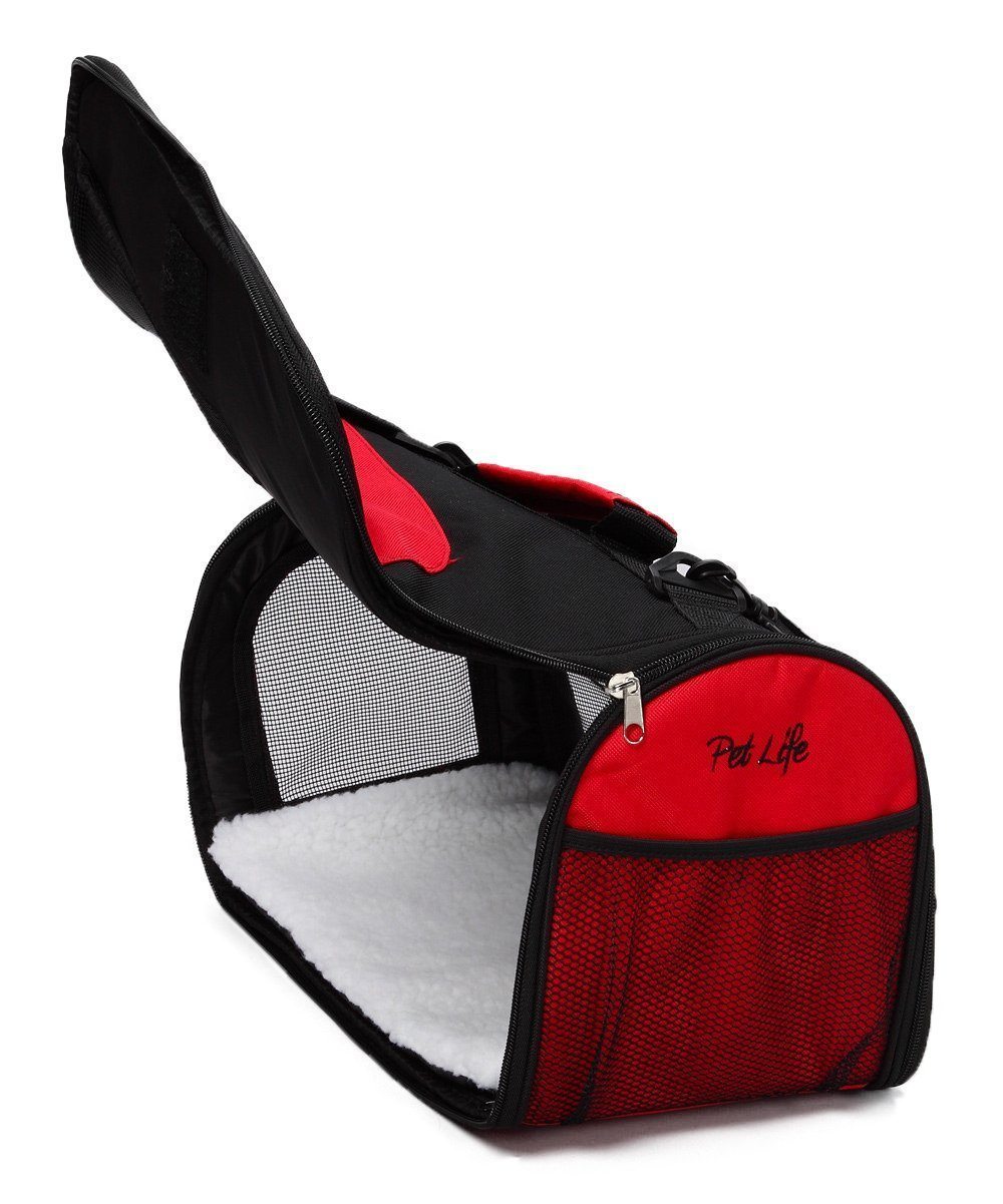 Pet Life ® Sporty Mesh Airline Approved Zippered Folding Collapsible Travel Pet Dog Carrier - P's One-Stop Shop 
