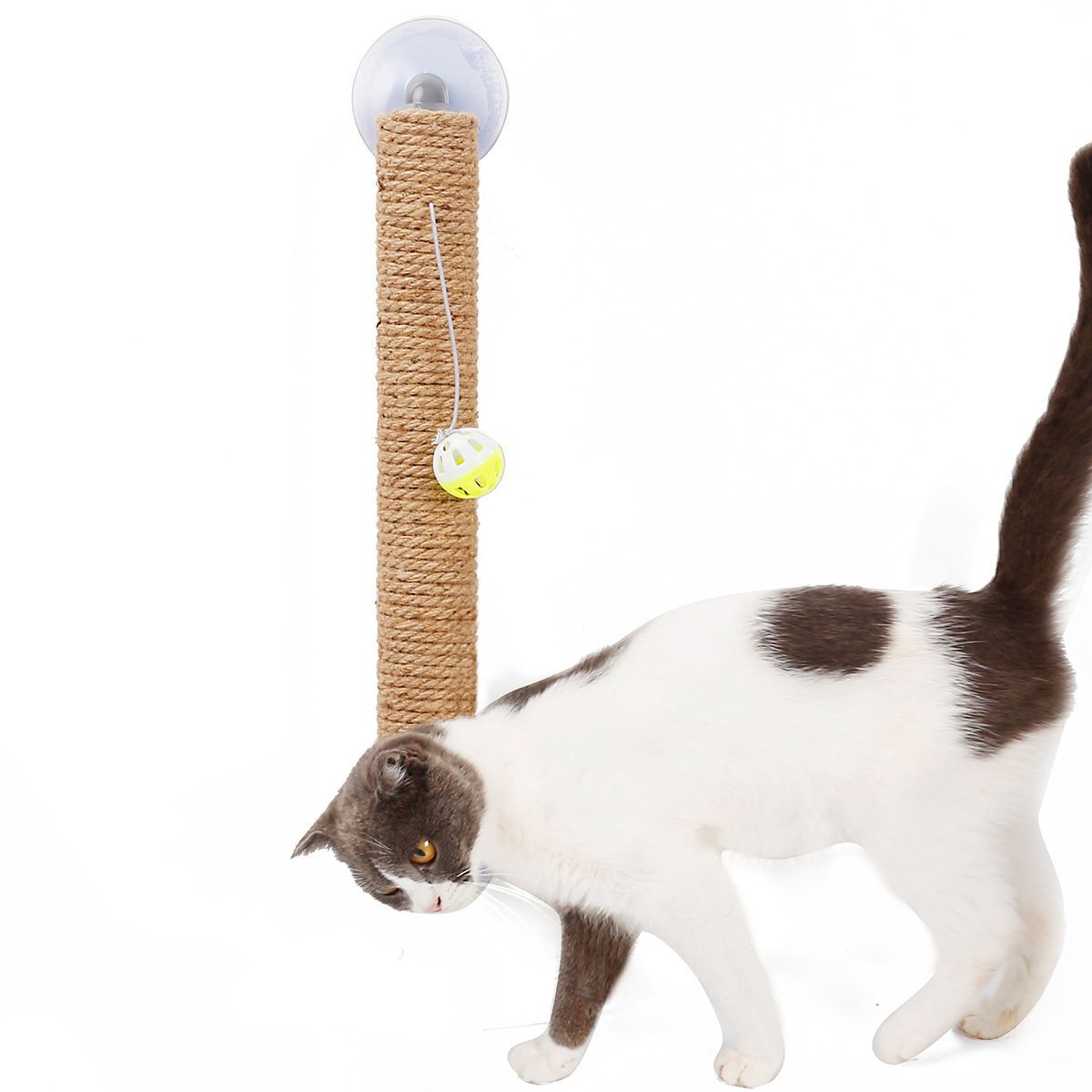Pet Life ® 'Stick N' Claw' Sisal Rope and Toy Suction Cup Stick Shaped Cat Scratcher - P's One-Stop Shop 