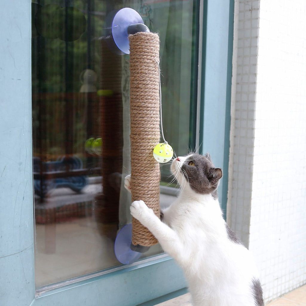 Pet Life ® 'Stick N' Claw' Sisal Rope and Toy Suction Cup Stick Shaped Cat Scratcher - P's One-Stop Shop 