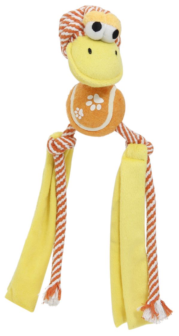Pet Life ® 'Tennis Pawl' Rope  Squeaker and Crinkle Tennis Dog Toy - P's One-Stop Shop 