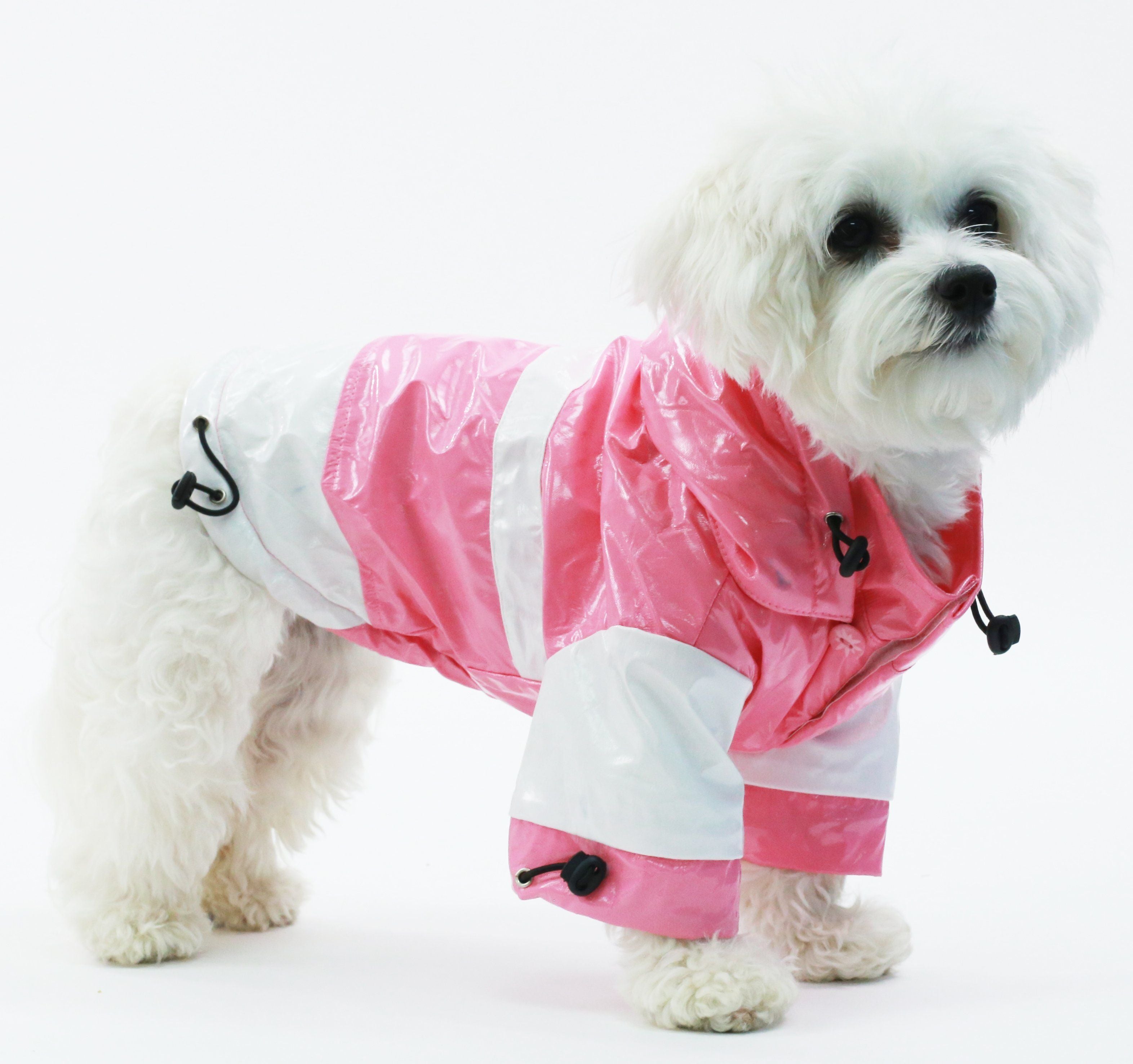 Pet Life ® 'Two-Tone' Waterproof Adjustable Dog Raincoat Jacket w/ Removable Hood - P's One-Stop Shop 