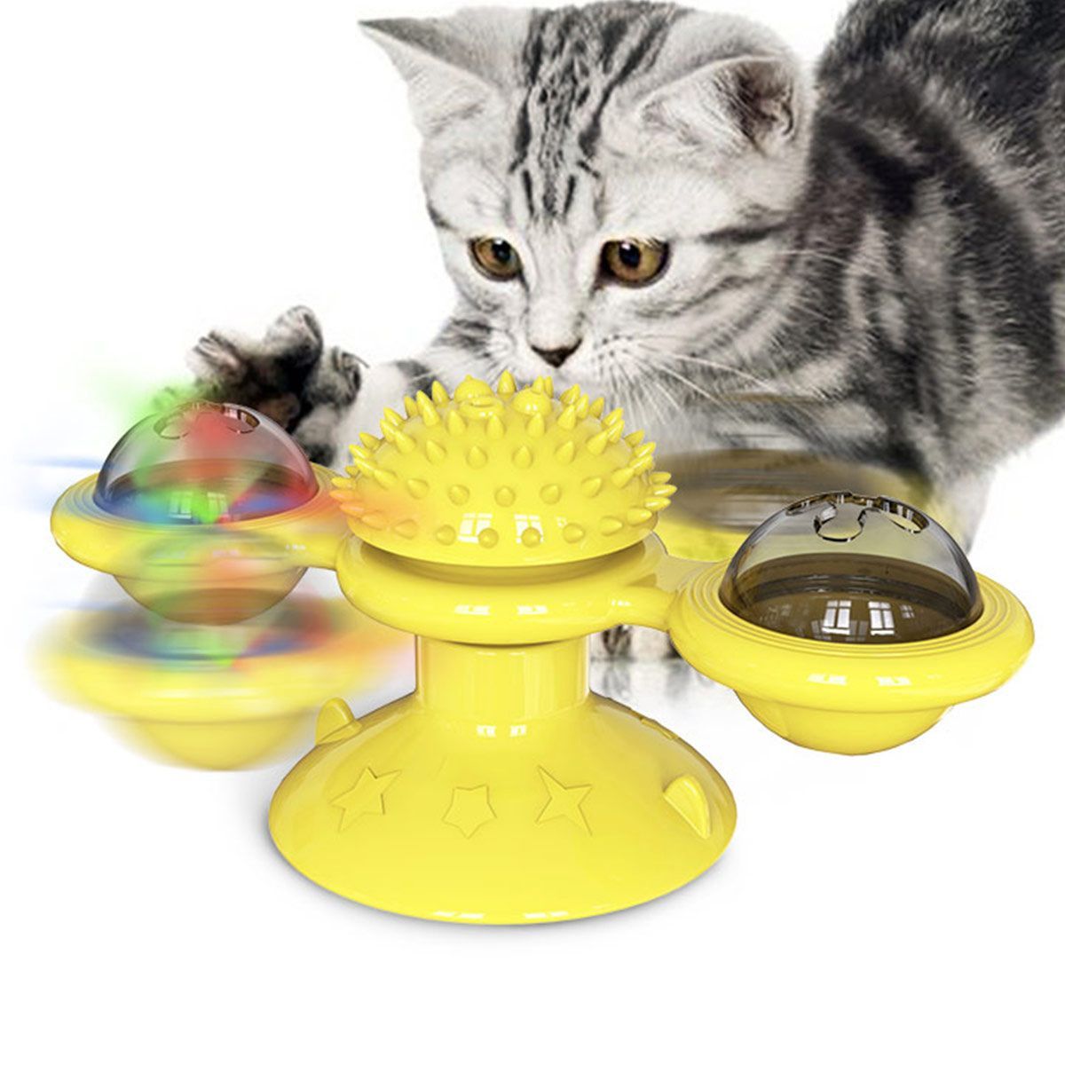 Pet Life ® 'Windmill' Rotating Suction Cup Spinning Cat Toy - P's One-Stop Shop 