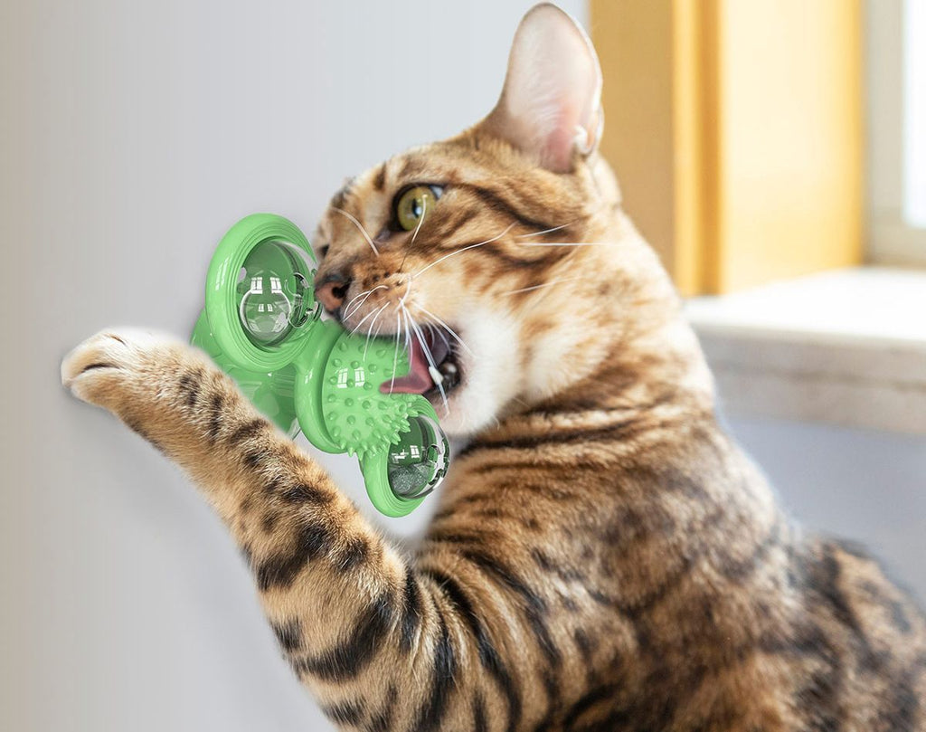 Pet Life ® 'Windmill' Rotating Suction Cup Spinning Cat Toy - P's One-Stop Shop 