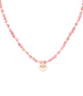 Pink Rhodonite and Golden Bronze Heart Pendant Necklace - P's One-Stop Shop 
