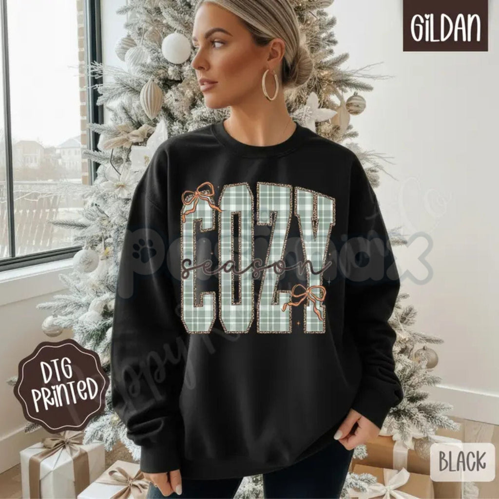 Plaid Cozy Sweatshirt | Trendy Women's Winter Sweater | Rustic Buffalo Plaid Crewneck | Warm Holiday Layering Jumper - P's One-Stop Shop 