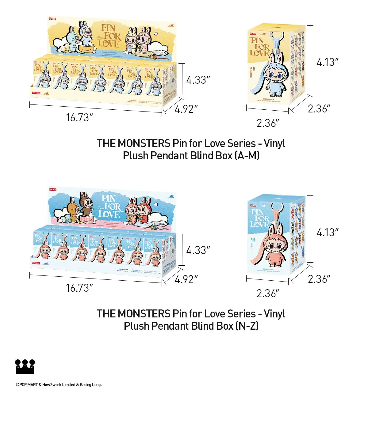Pop Mart Labubu Pin for Love Series Blind Box (N-Z) Blue - P's One-Stop Shop 