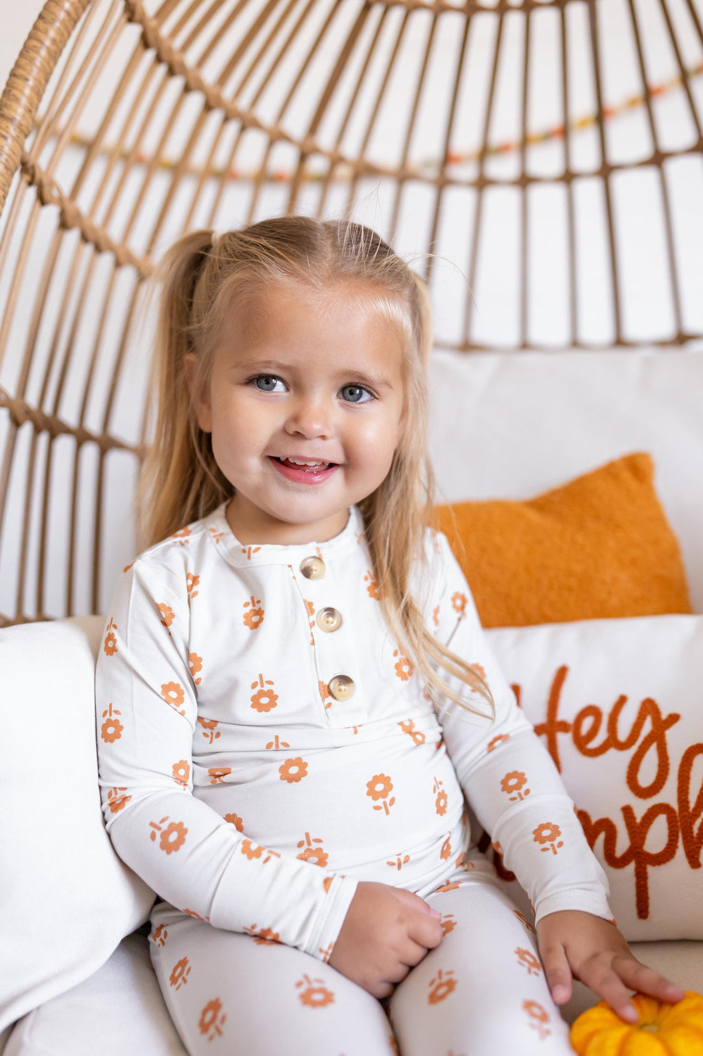 Pumpkin Posie Bamboo Pajamas: Fall Baby & Toddler PJs - P's One-Stop Shop 