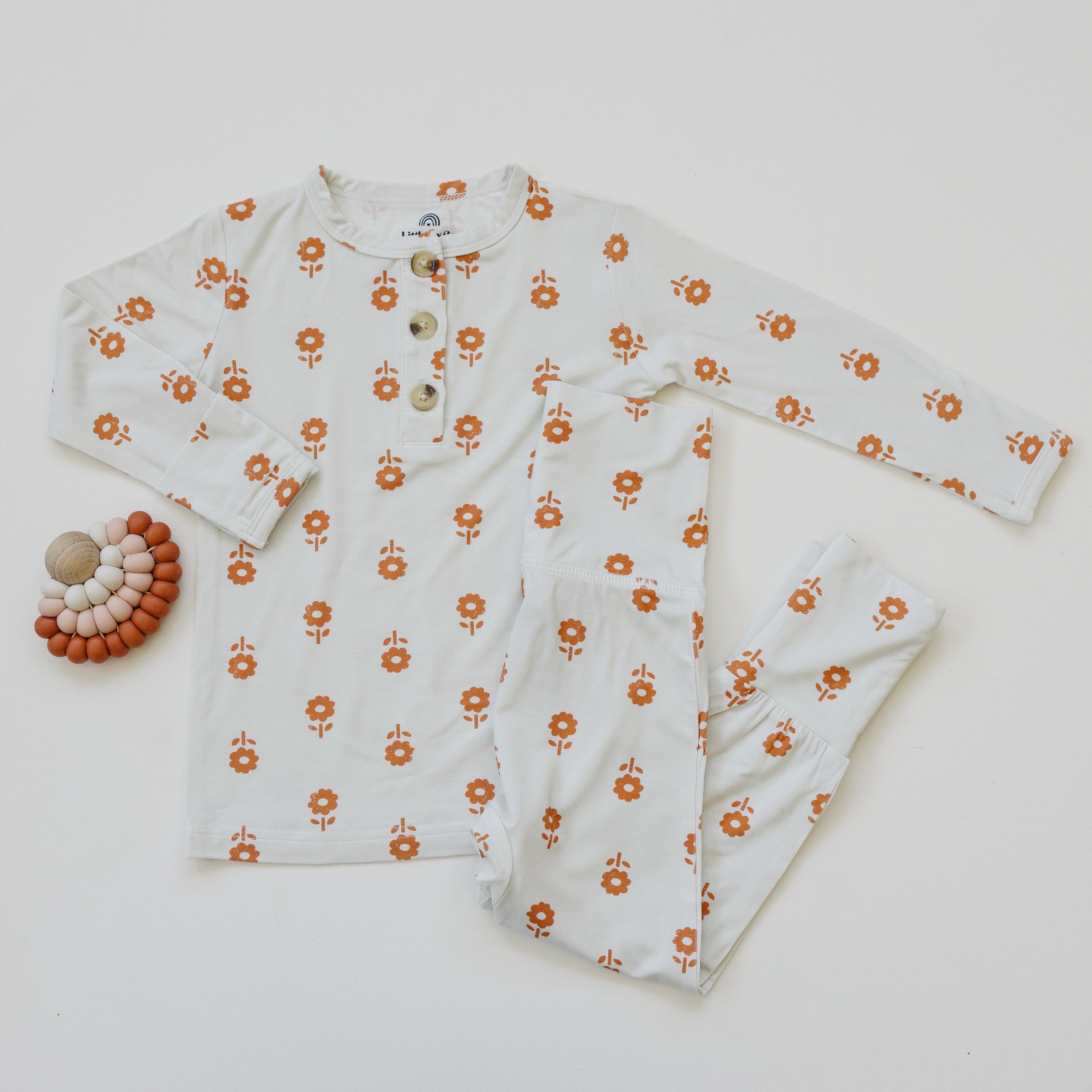 Pumpkin Posie Bamboo Pajamas: Fall Baby & Toddler PJs - P's One-Stop Shop 