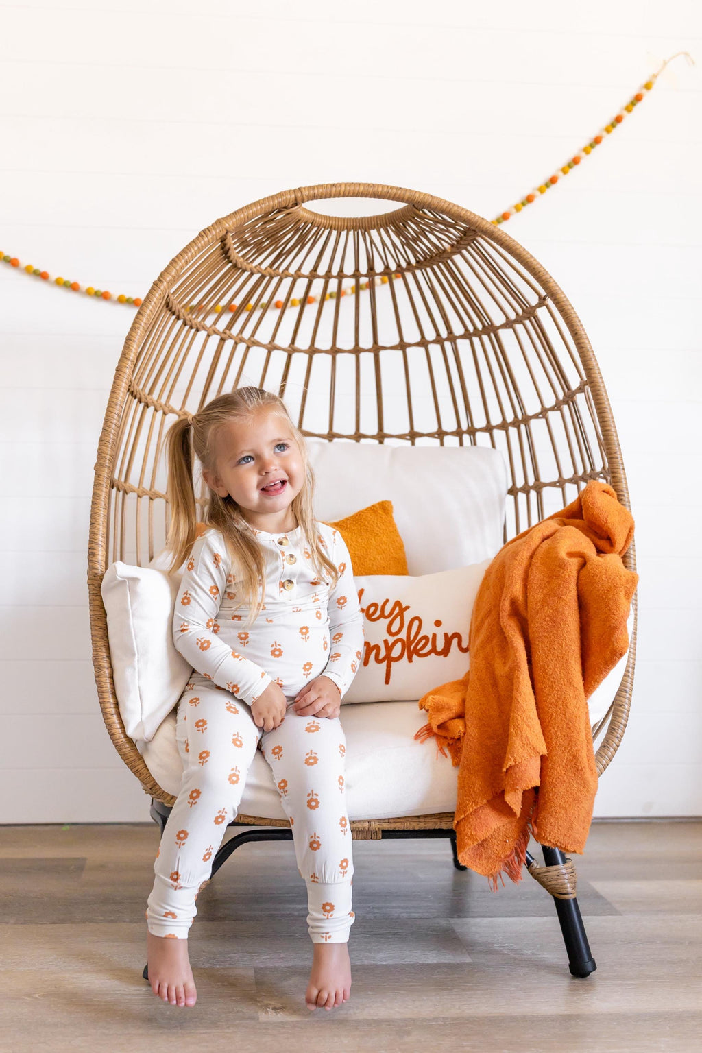 Pumpkin Posie Bamboo Pajamas: Fall Baby & Toddler PJs - P's One-Stop Shop 