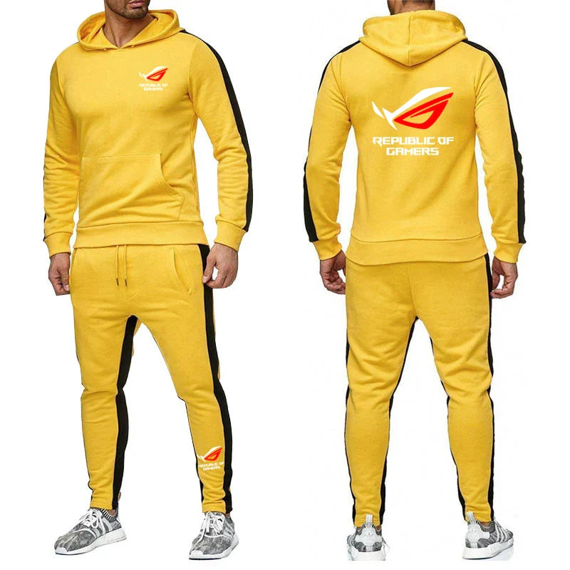 ROG Men's Fleece Tracksuit: Solid Color Jogger Set - P's One-Stop Shop 