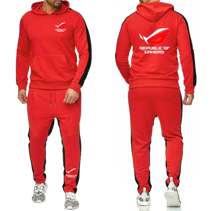 ROG Men's Fleece Tracksuit: Solid Color Jogger Set - P's One-Stop Shop 