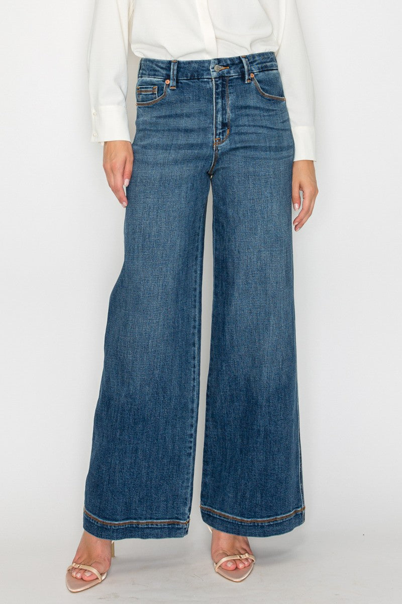 Relaxed High Rise Palazzo Jeans - P's One-Stop Shop 