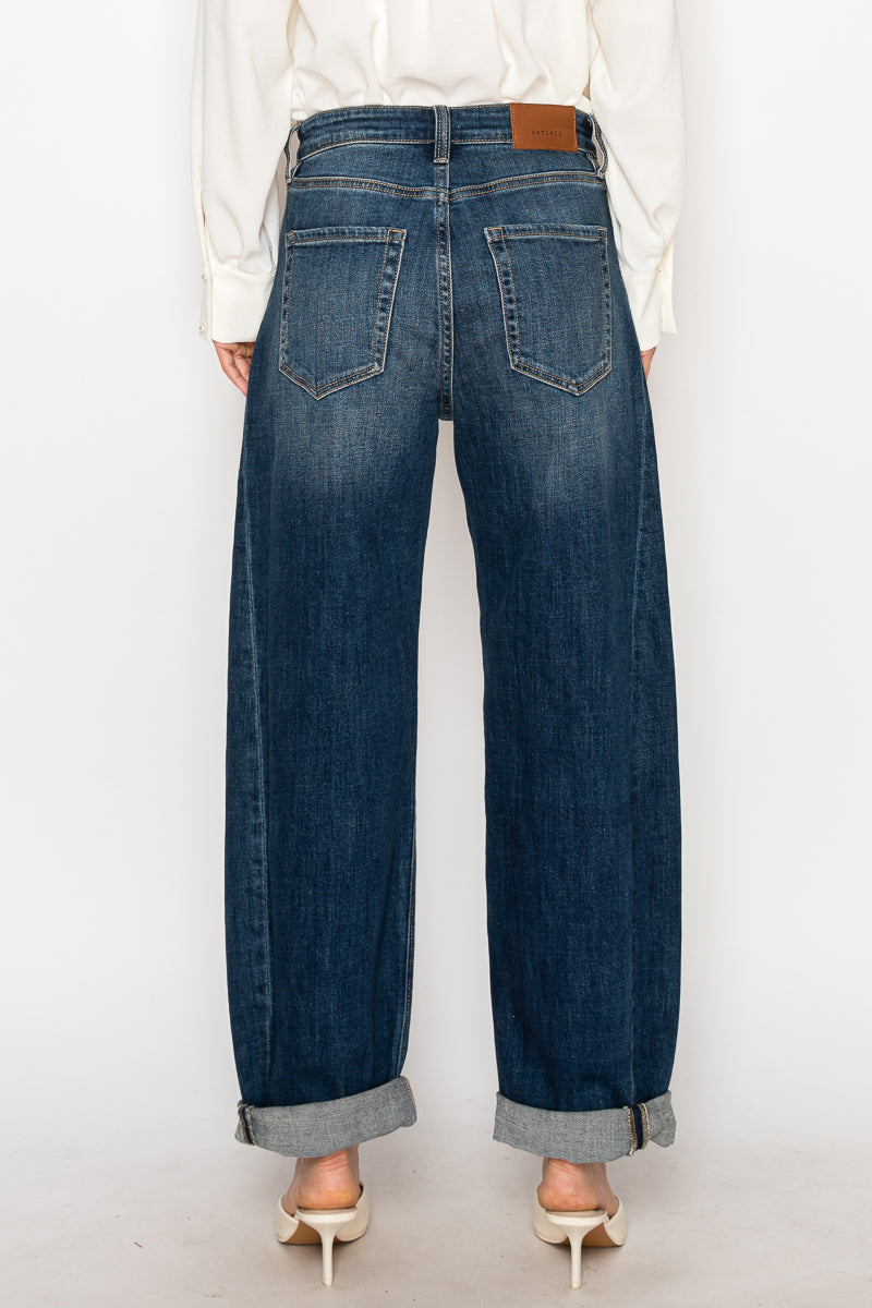 Relaxed Tapered Dark Wash Barrel Jeans - P's One-Stop Shop 