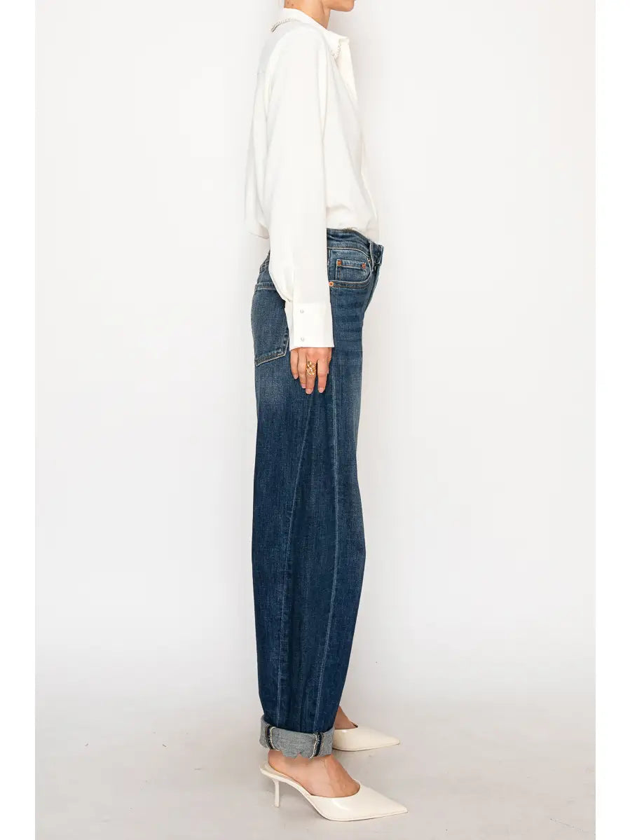 Relaxed Tapered Dark Wash Barrel Jeans - P's One-Stop Shop 