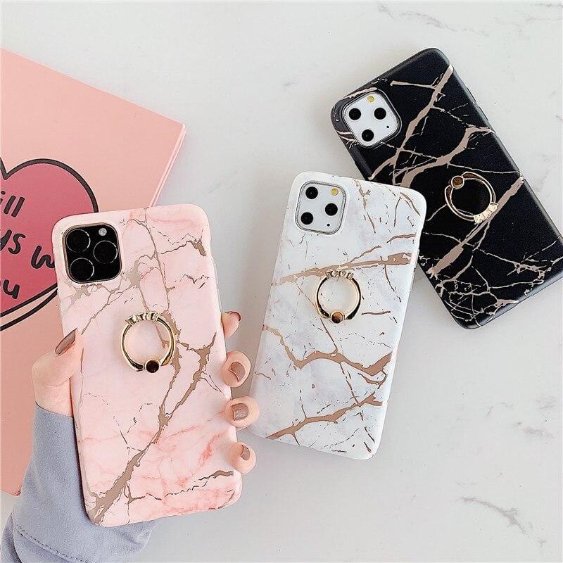 Ring Stand Marble iPhone Case - P's One-Stop Shop 