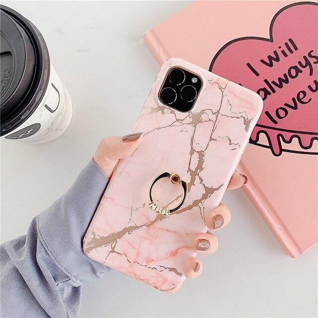 Ring Stand Marble iPhone Case - P's One-Stop Shop 