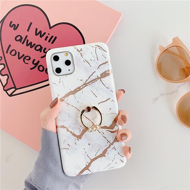 Ring Stand Marble iPhone Case - P's One-Stop Shop 