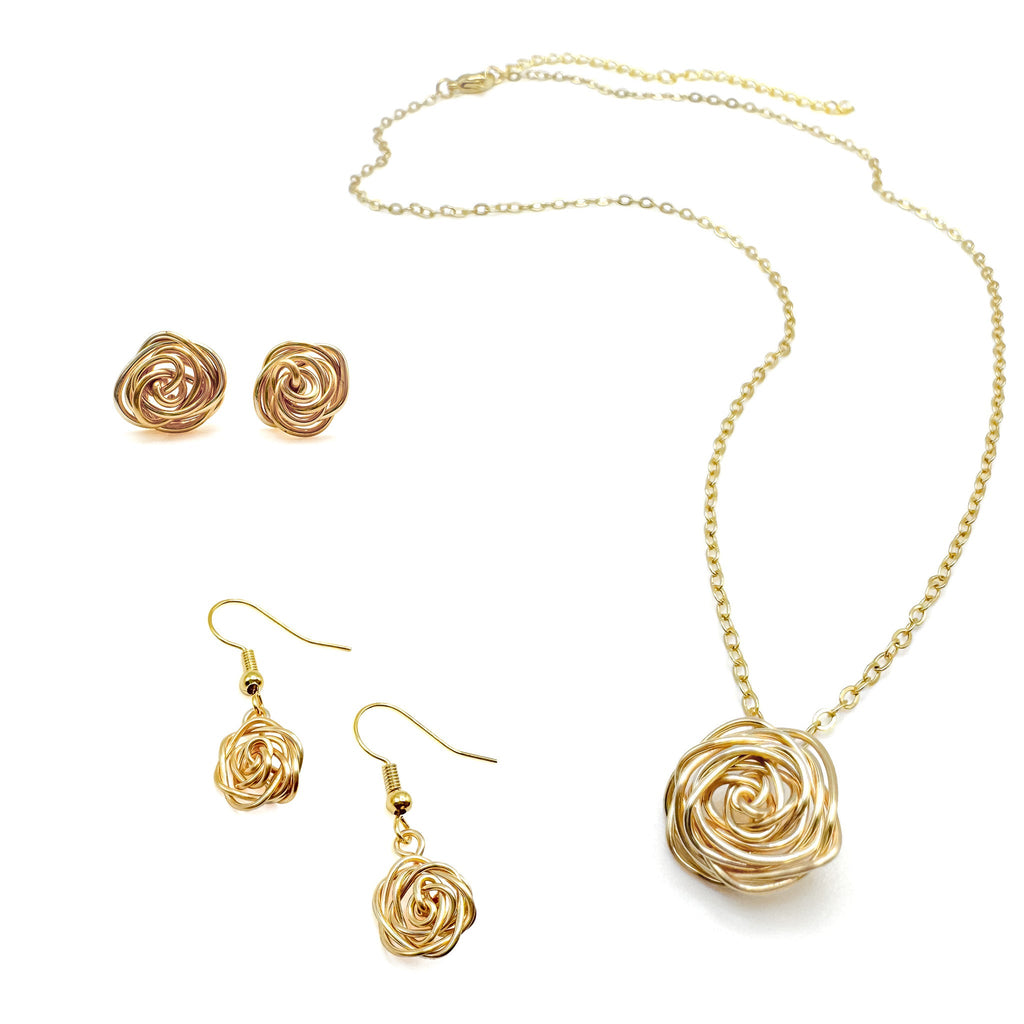 Rosette gold earrings - P's One-Stop Shop 