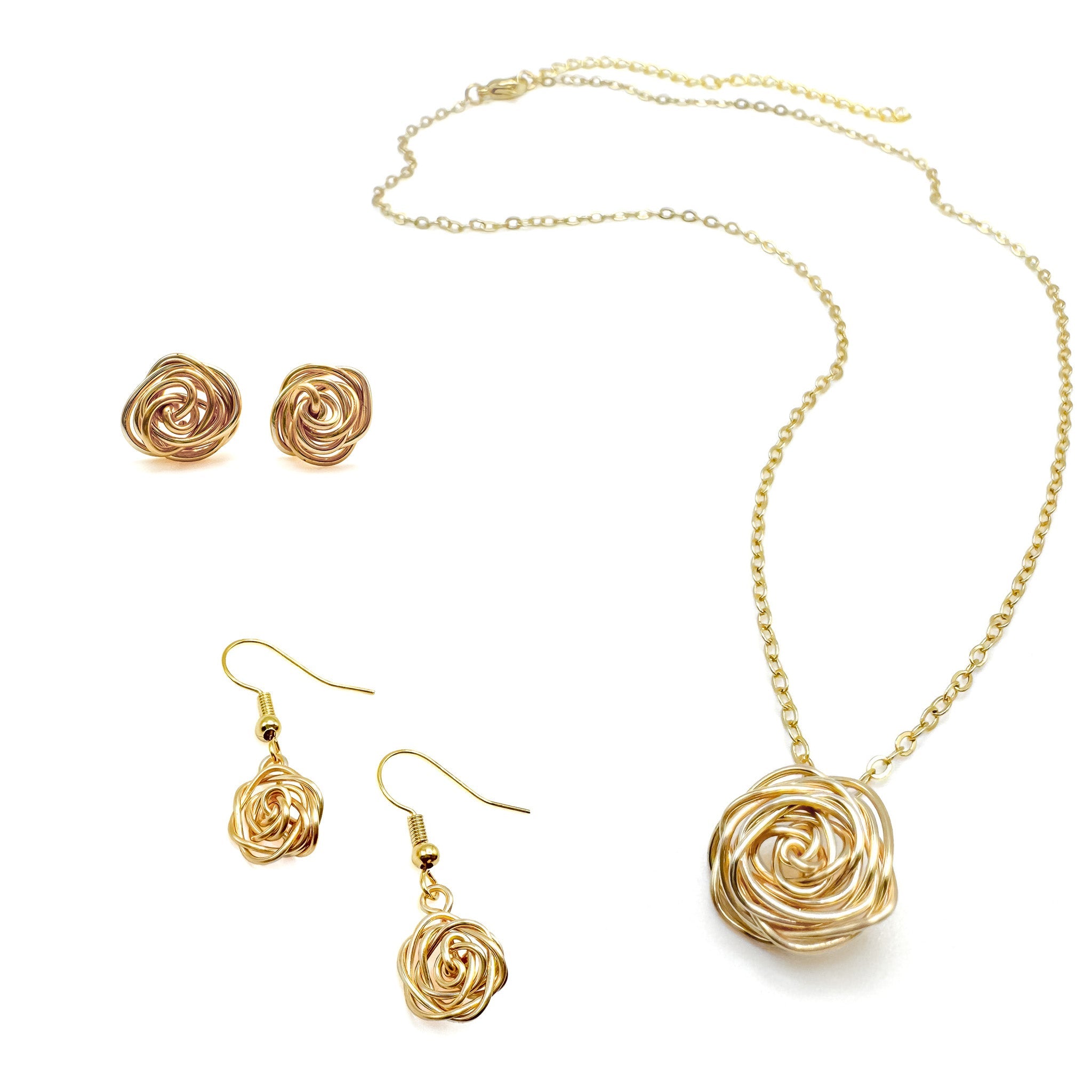 Rosette gold earrings - P's One-Stop Shop 