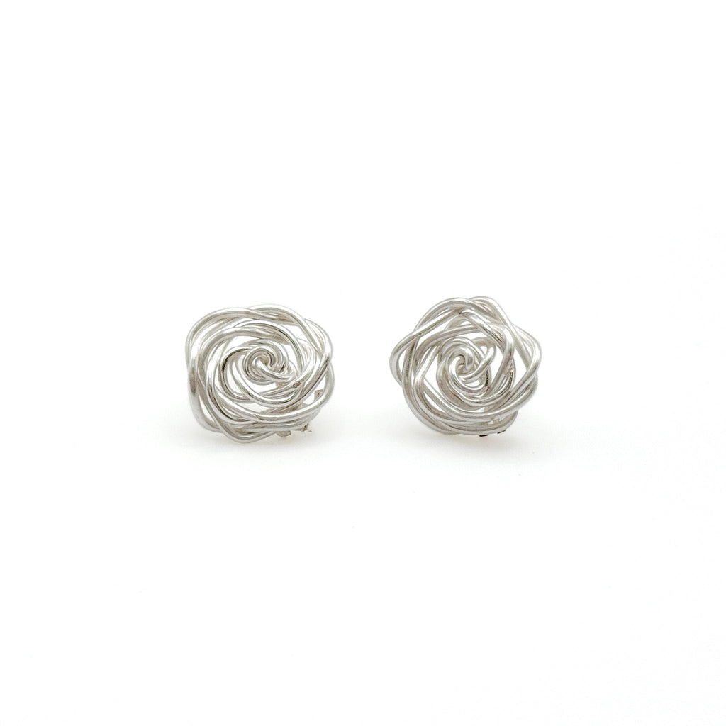 Rosette silver stud earrings - P's One-Stop Shop 