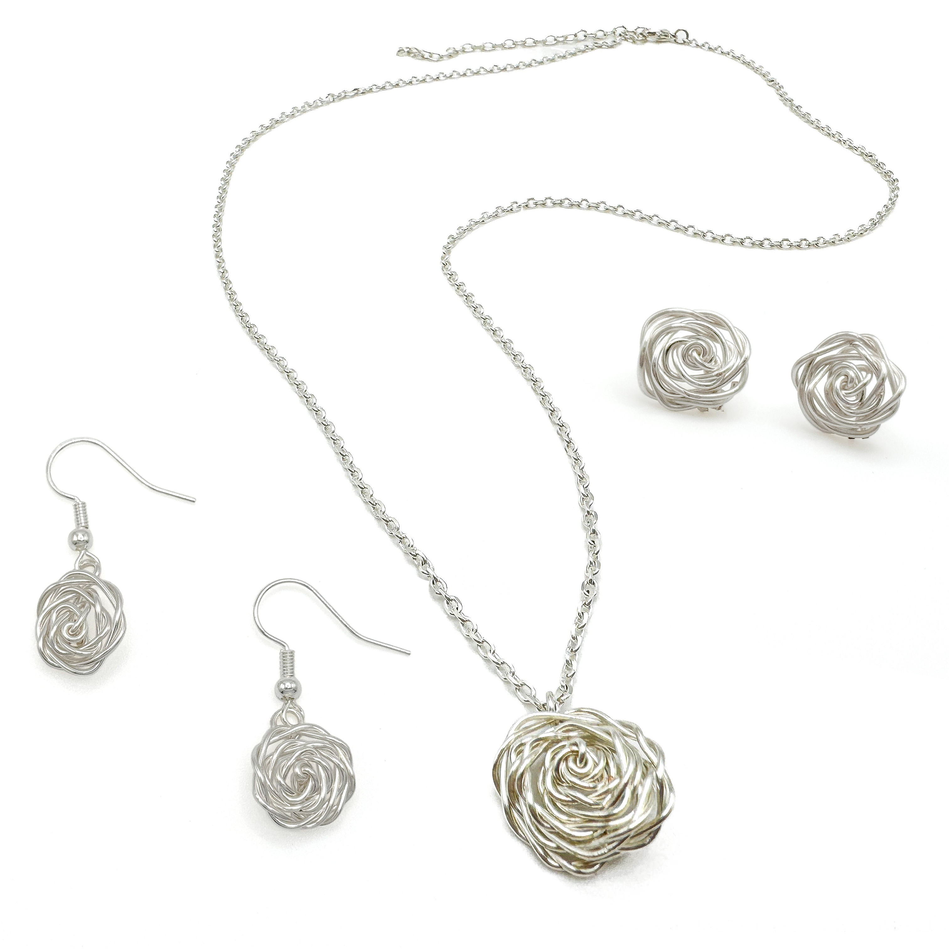 Rosette silver stud earrings - P's One-Stop Shop 