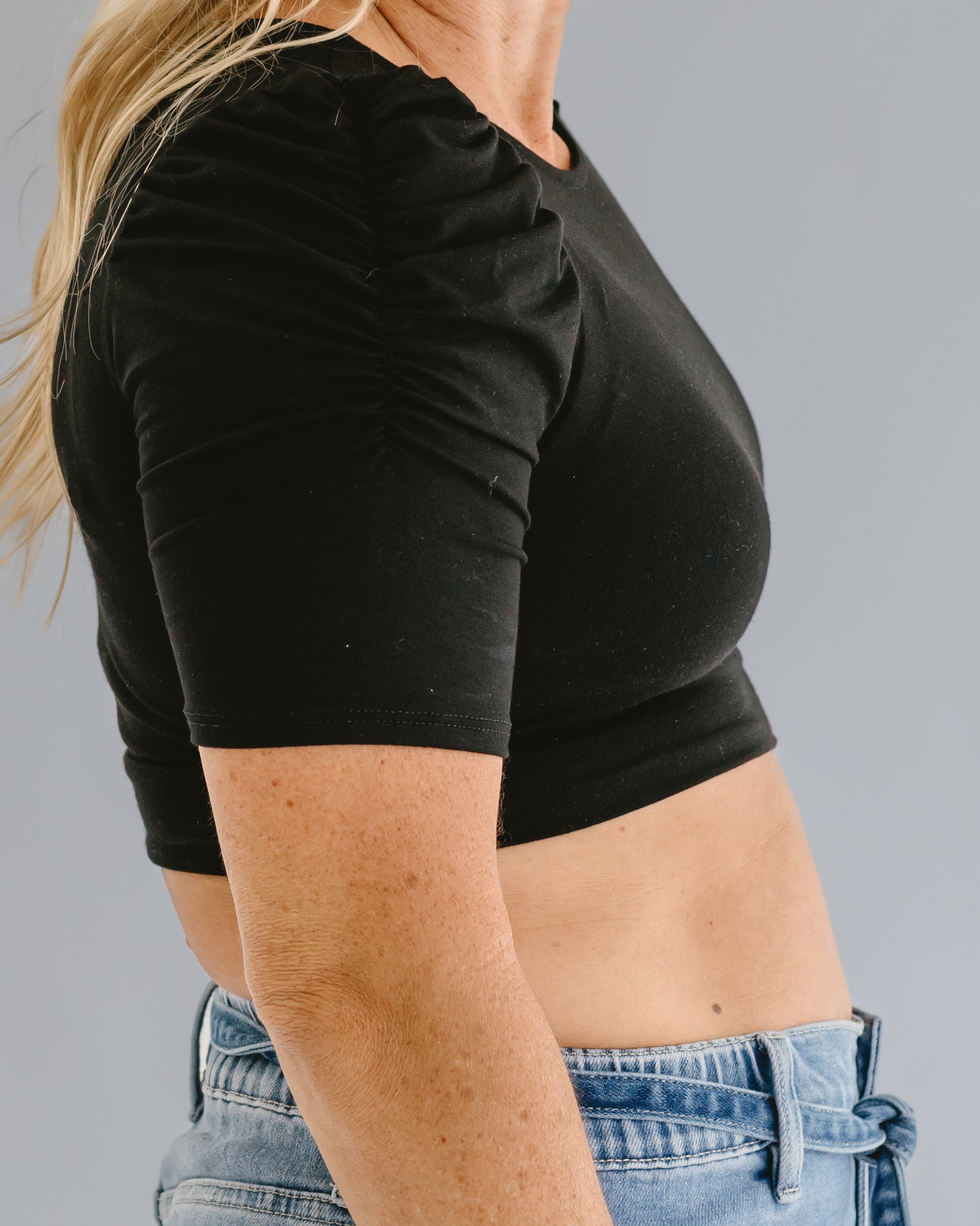 Ruched Sleeve Halftee - P's One-Stop Shop 