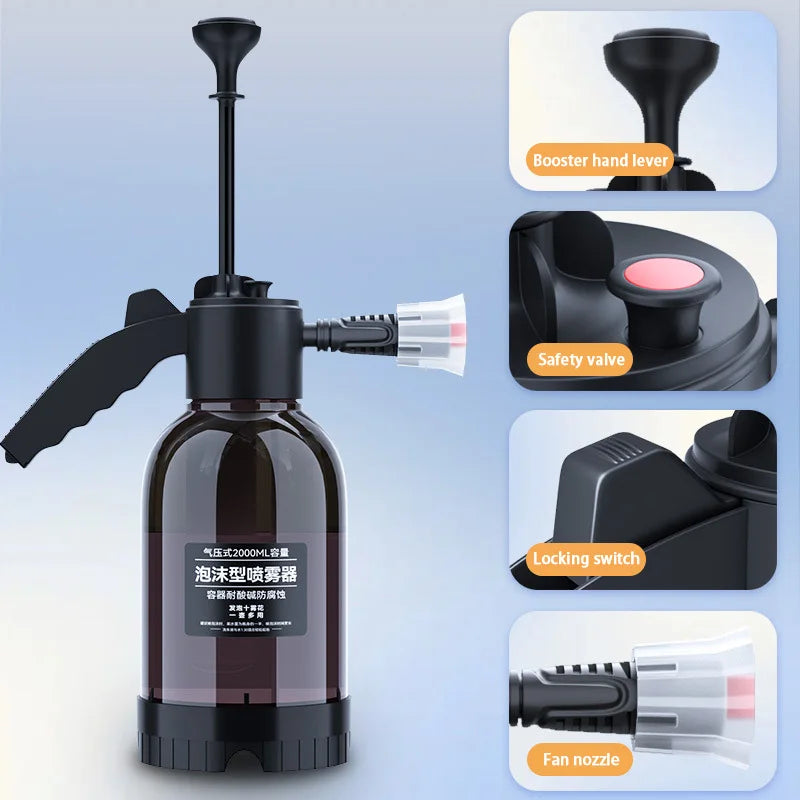 SEAMETAL 2L Car Wash Spray Bottle Foam Sprayer Hand Pump Foam Sprayer Car Air Pressure Spray Washer Auto Window Cleaning Tools - P's One-Stop Shop 