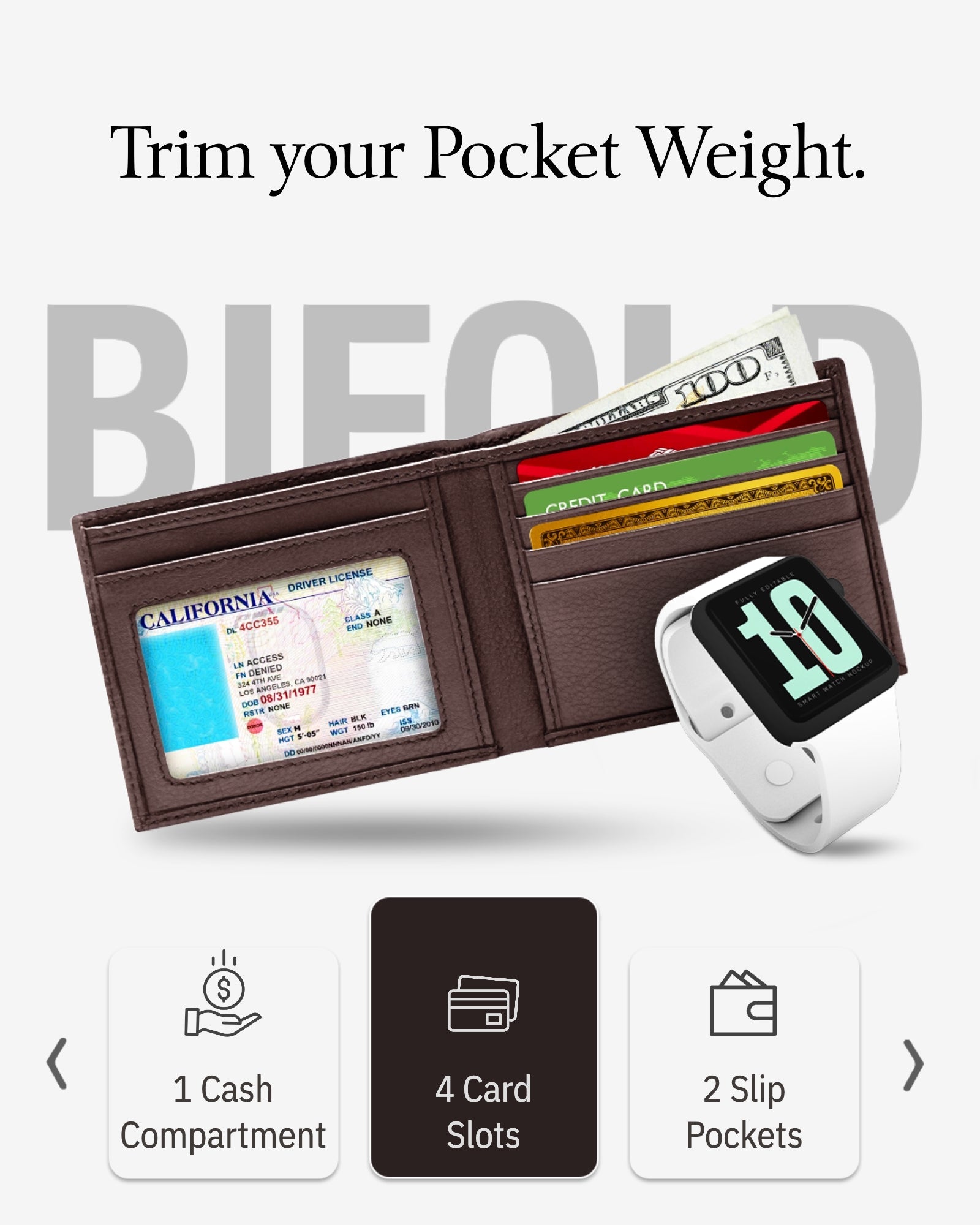 Slim Bifold Wallet With ID Window - P's One-Stop Shop 