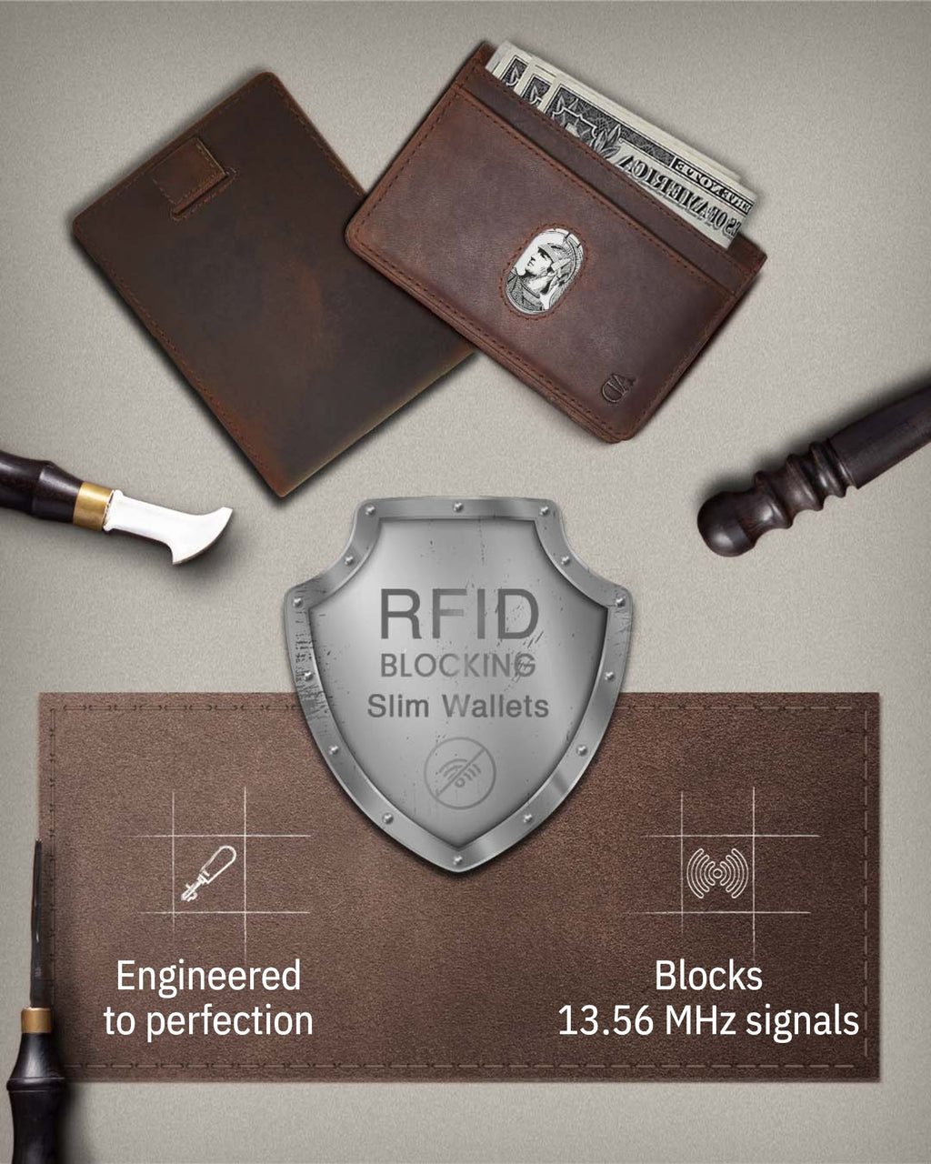 Slim Bifold Wallet With Pull Strap - P's One-Stop Shop 
