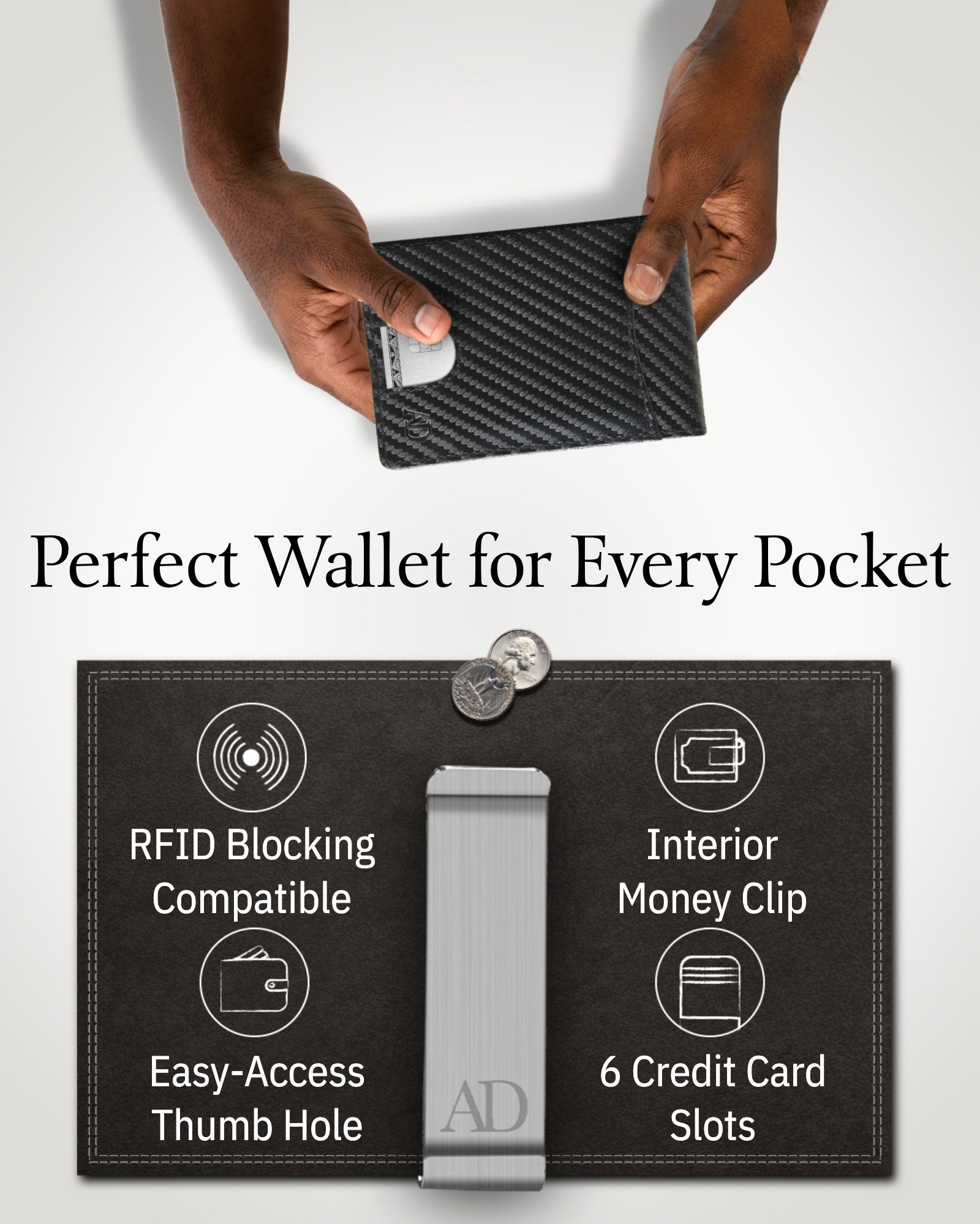 Slim Money Clip Bifold Wallet - P's One-Stop Shop 