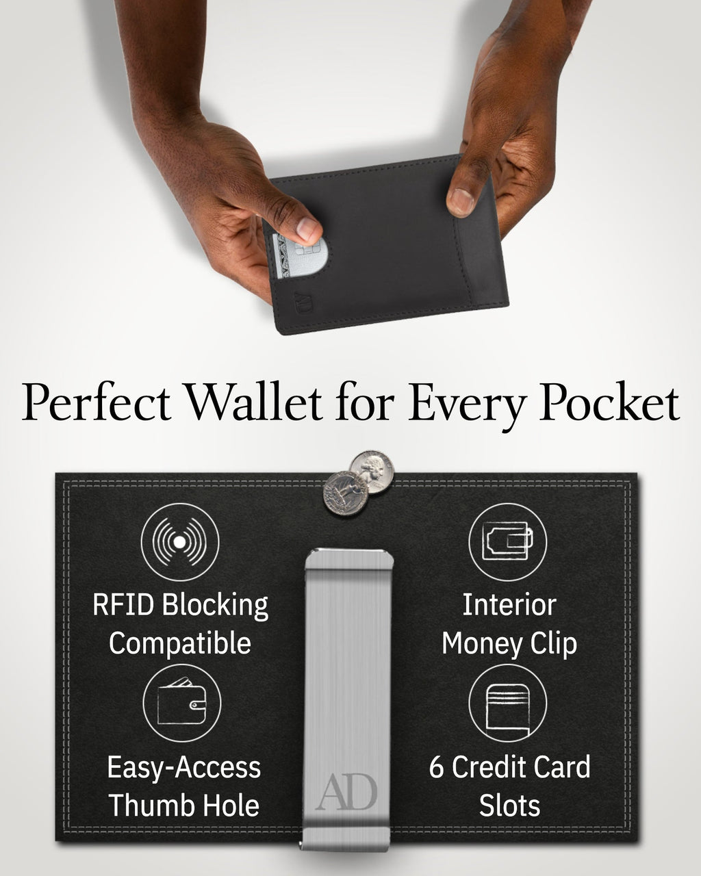 Slim Money Clip Bifold Wallet - P's One-Stop Shop 