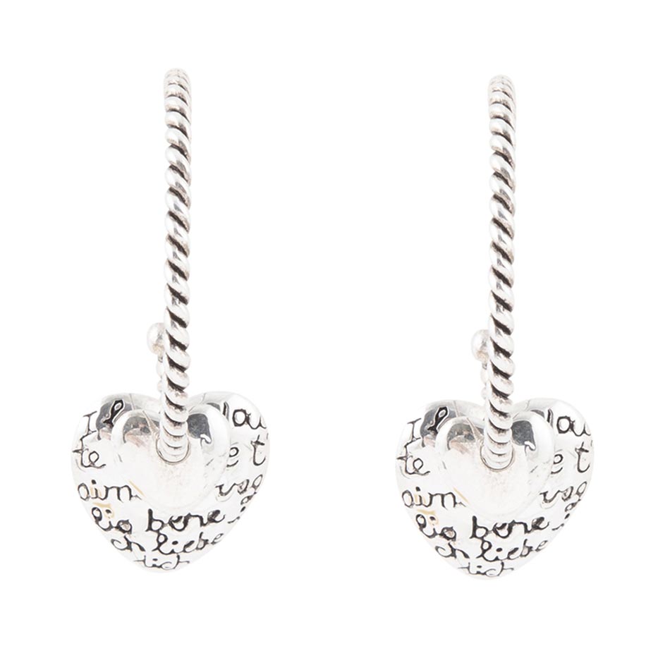 Sterling Silver Engraved Heart Hoop Earrings - P's One-Stop Shop 
