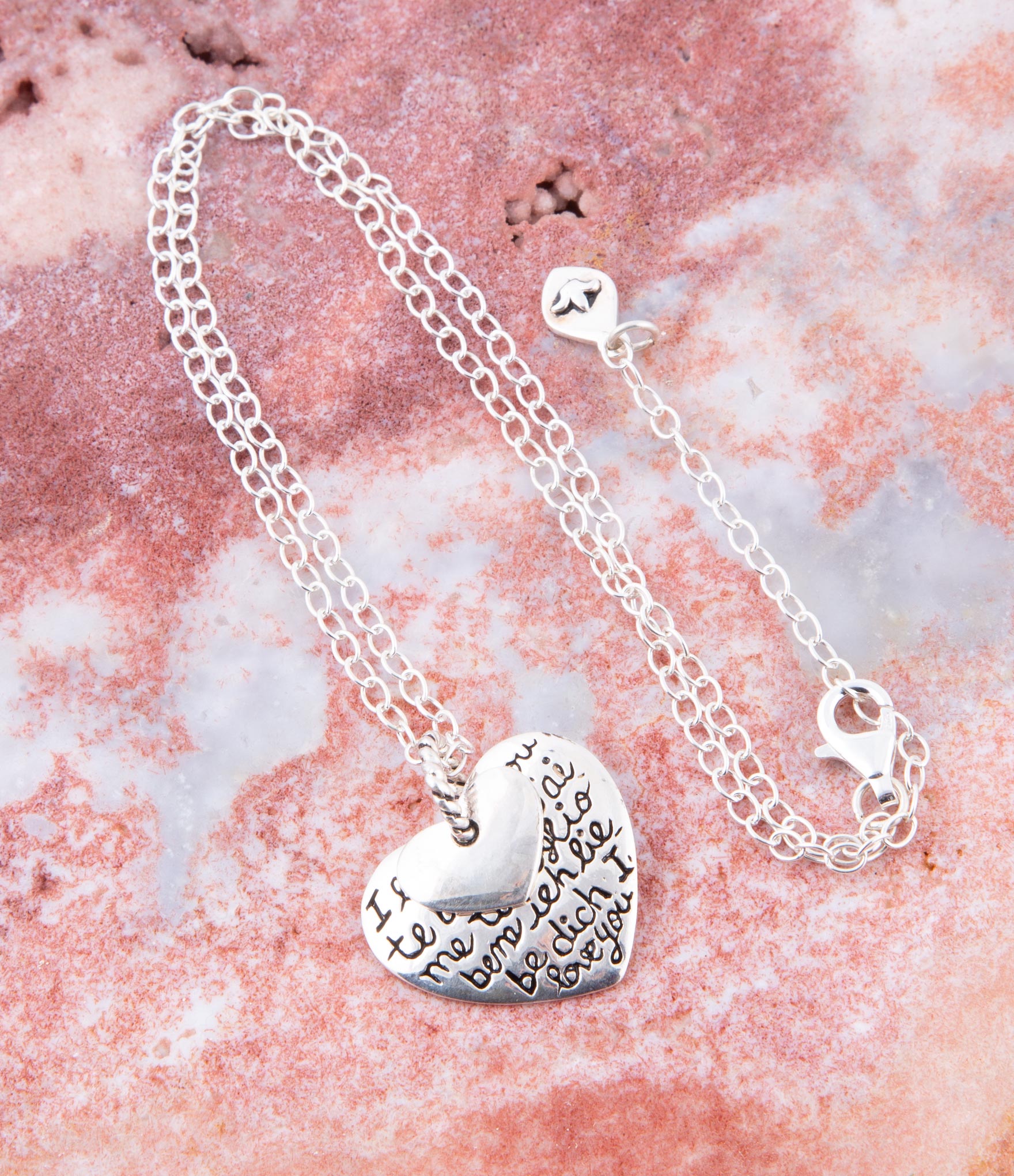 Sterling Silver Engraved Heart Pendant Neckalce - P's One-Stop Shop 