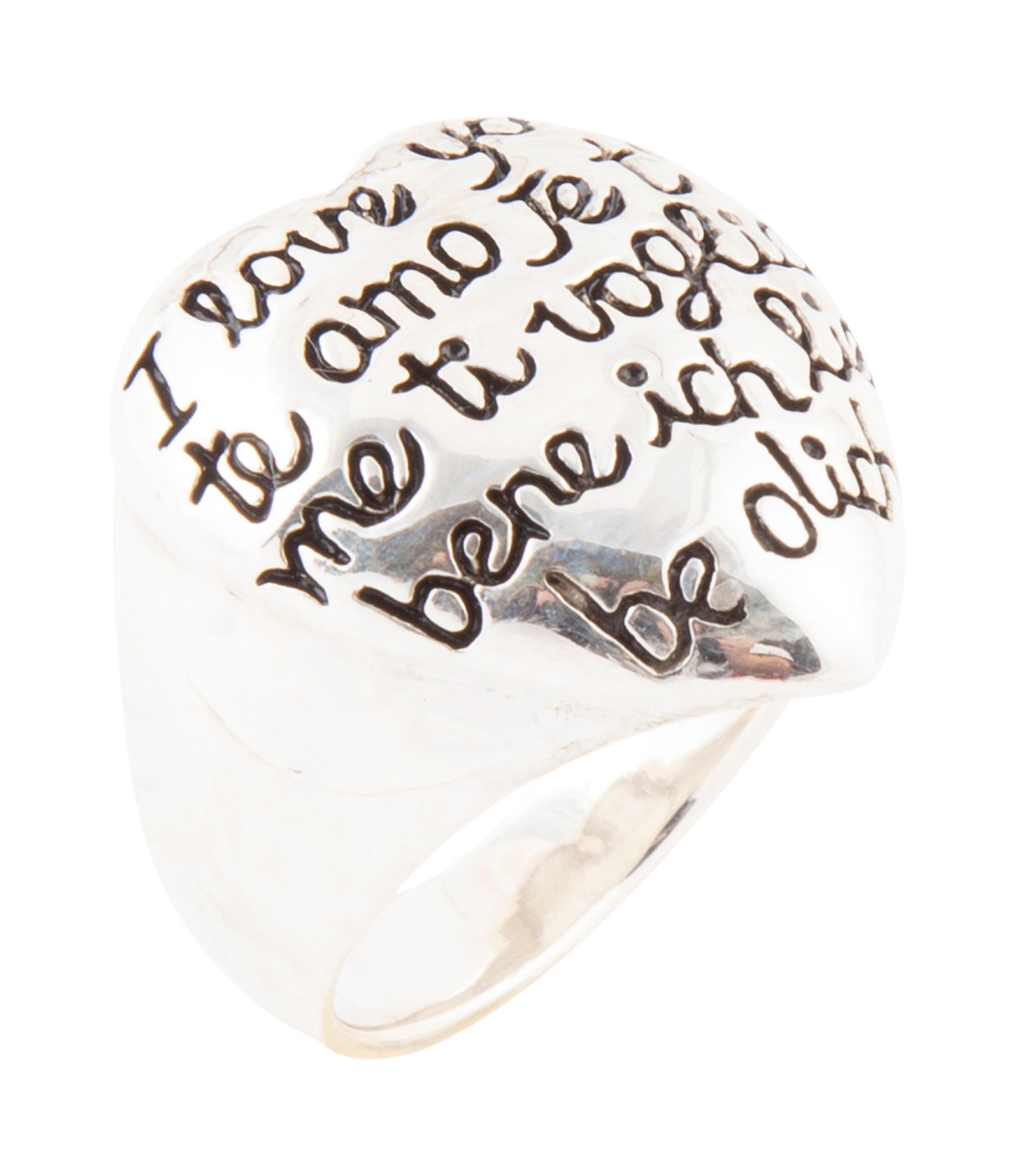 Sterling Silver Engraved Heart Statement Ring - P's One-Stop Shop 