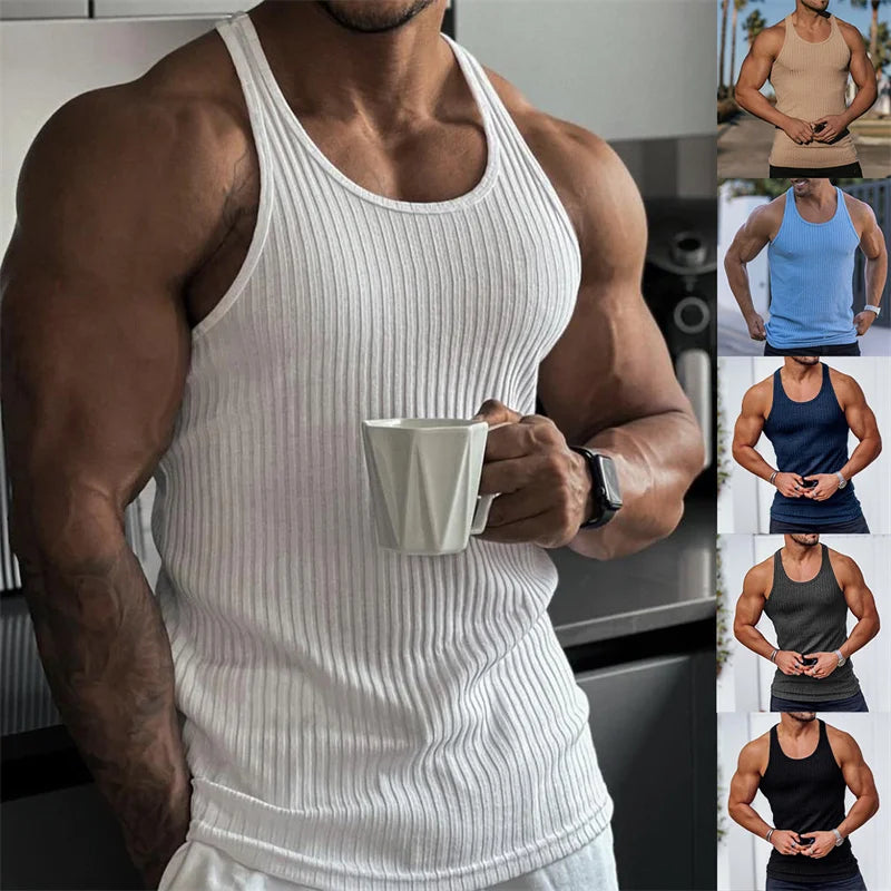 StriveFit Men's Stripe Gym Tank - Summer 2026 - P's One-Stop Shop 