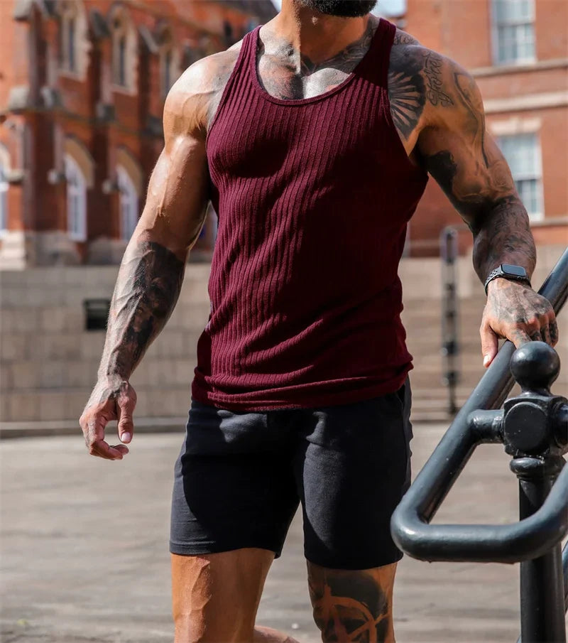 StriveFit Men's Stripe Gym Tank - Summer 2026 - P's One-Stop Shop 