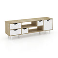 TV Stand for TVs up to 55” Television Cabinet-w/ 4 Drawers & 2 Open Shelves-Oak - P's One-Stop Shop 