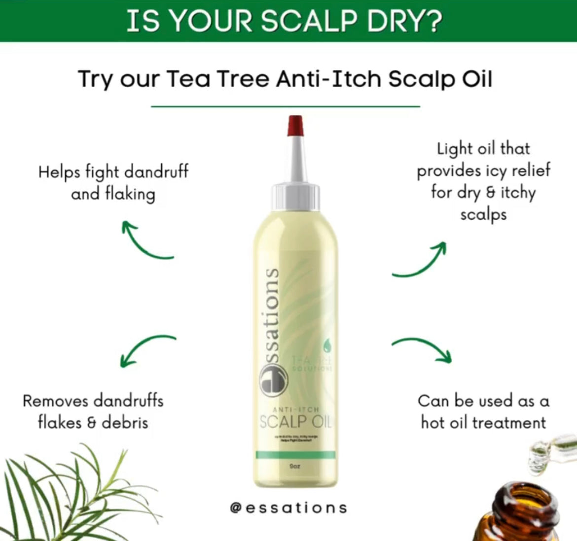 Tea Tree Solutions Anti-Itch Scalp Oil by Essations - P's One-Stop Shop 